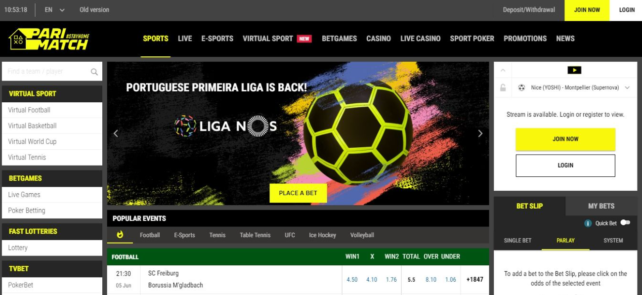 REGISTER ON PARIMATCH sportsbook